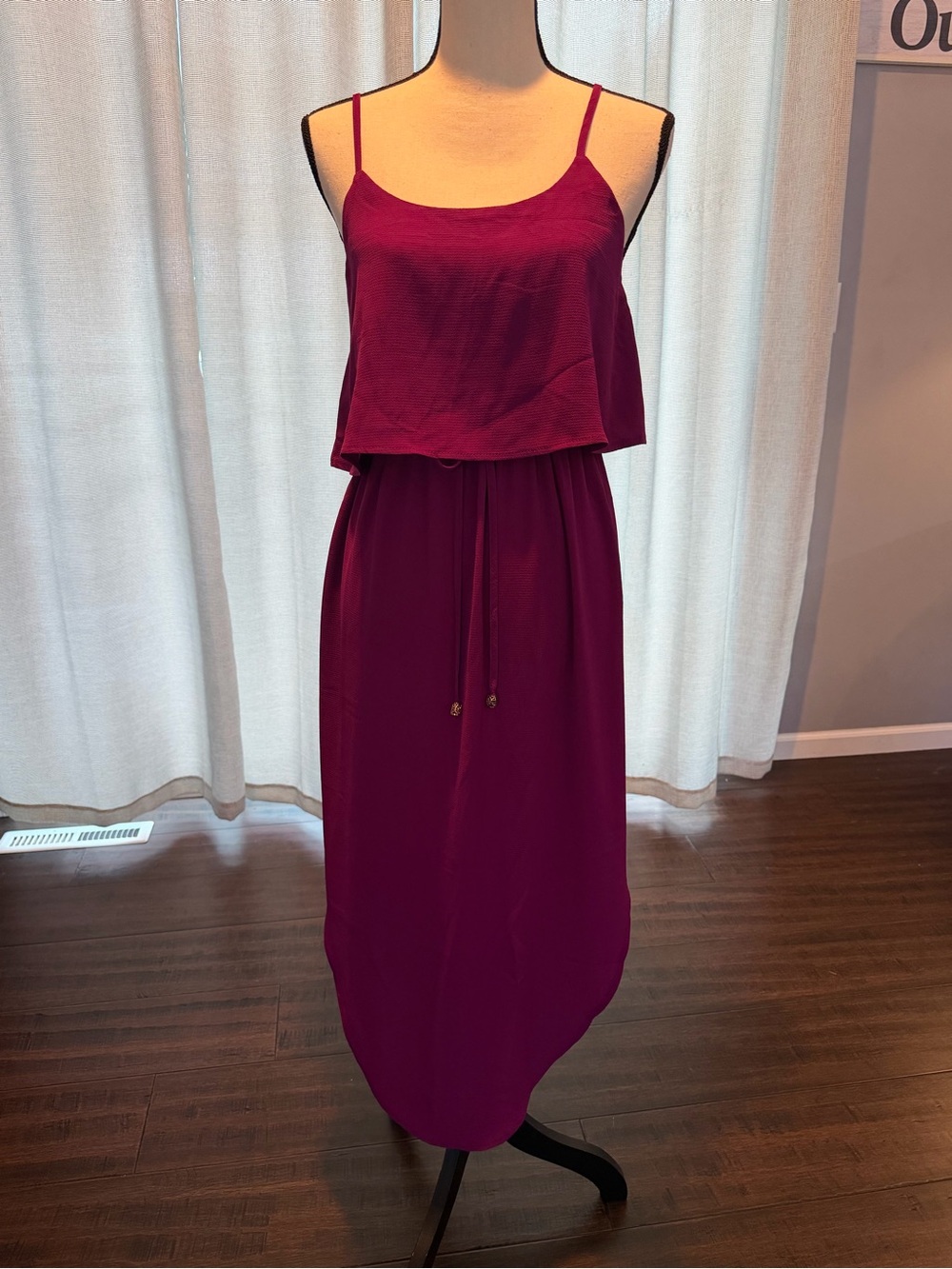 Sleeveless Fuchsia Spaghetti-Strap Midi Dress